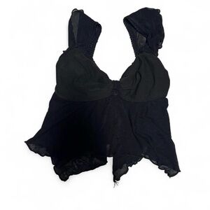 Women's Black Lace-Trim Sleep Chemise Tank